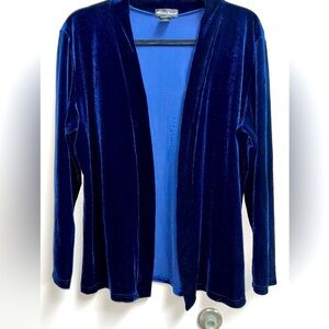 Made In Heaven Women’s  Blue Velvet Long Sleeve  Cardigan